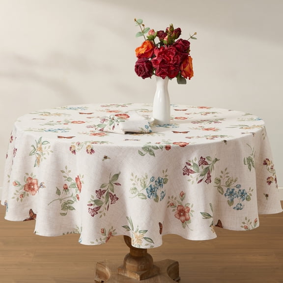 Lenox Butterfly Meadow Fall Round Tablecloth, Multicolor - 70"W x 70"L