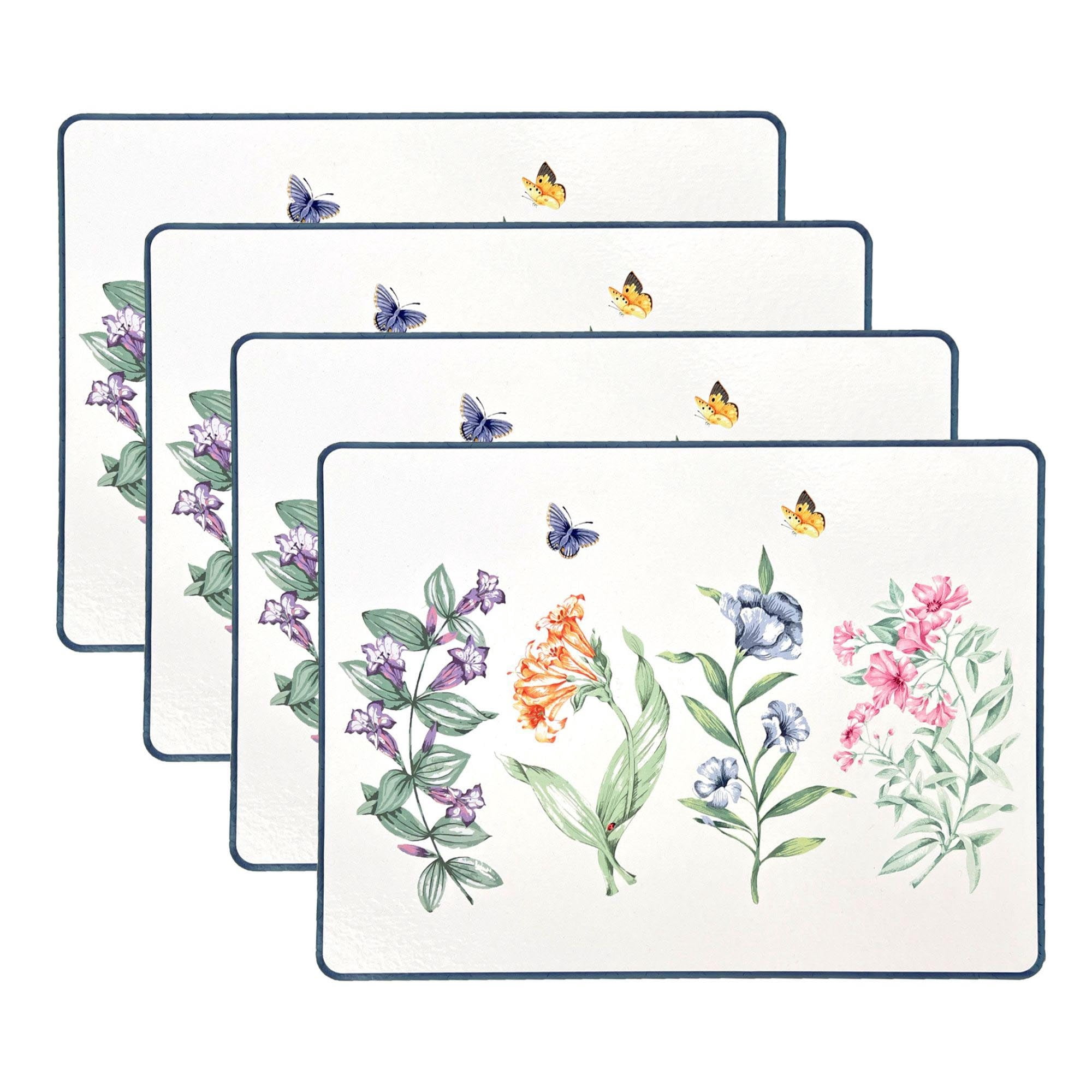 Lenox Butterfly Meadow Garden Cork Placemats, Set of 4, Multicolor, 12"W x 16"L