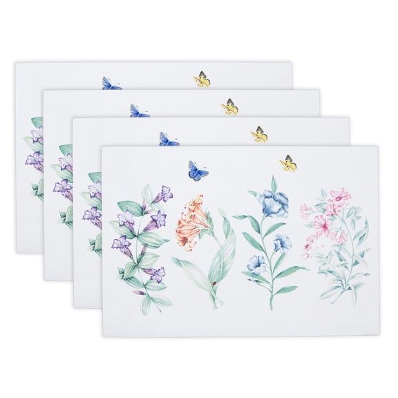 Lenox Butterfly Meadow Garden Placemats, Set of 4, Multicolor, 13"W x 19"L
