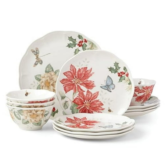Lenox Butterfly Meadow Holiday 12-Piece Porcelain Dinnerware Set (Service for 4)