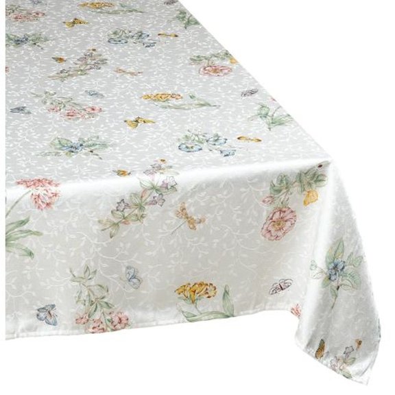 Lenox Butterfly Meadow Damask Tablecloth, Multicolor, 60"W x 84"L