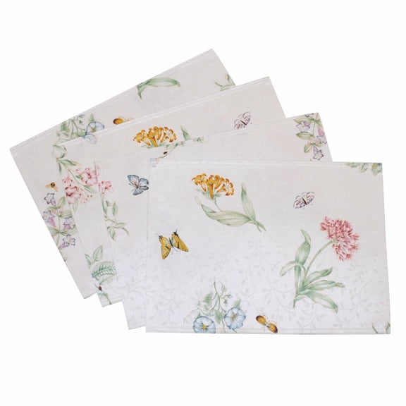 Lenox Butterfly Meadow Damask Placemats, Set of 4, Multicolor, 13"W x 18"L