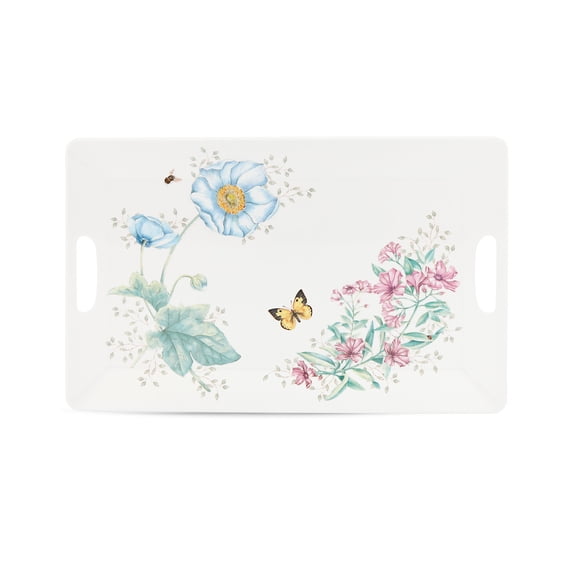 Lenox Butterfly Meadow Melamine Floral Melamine 18.75" x 13" Handled Serving Tray