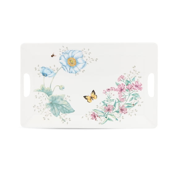 Lenox Butterfly Meadow Melamine Floral Melamine 18.75" x 13" Handled Serving Tray