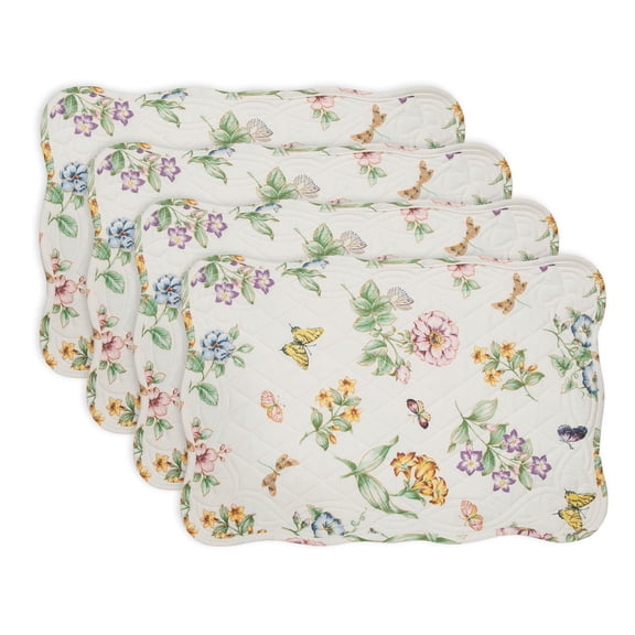 Lenox Butterfly Meadow Quilted Placemats, Set of 4, Multicolor, 13"W x 18"L
