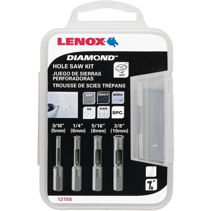Lenox Diamond 2-1/2 in. Dia. x 1.5 in. L Diamond Grit One Piece Hole Saw Kit 4 pc.