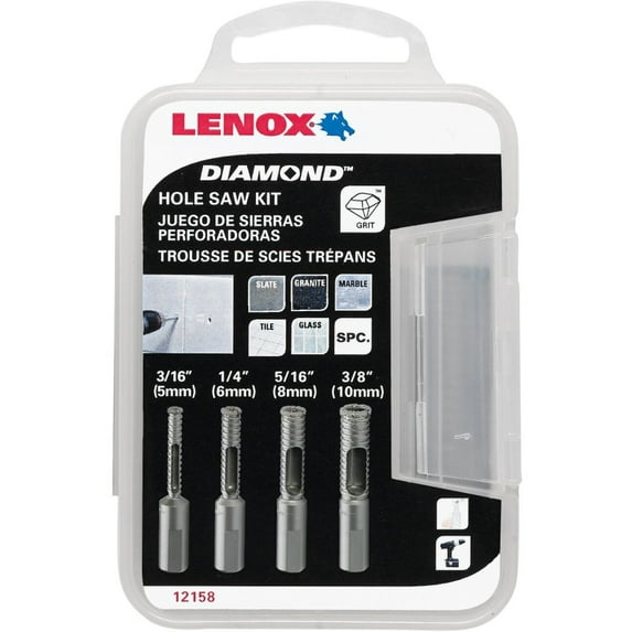 Lenox Diamond 2-1/2 in. Dia. x 1.5 in. L Diamond Grit One Piece Hole Saw Kit 4 pc.