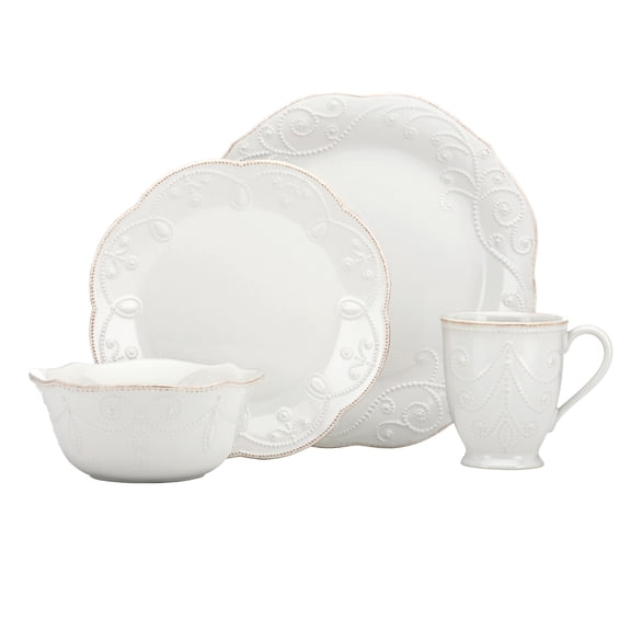 Lenox French Perle 4-Piece White Dishwasher Safe Stoneware Place Setting Set (Service for 1)
