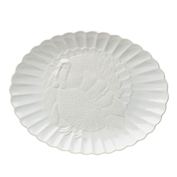 Lenox French Perle Carved Turkey Platter, 6.39, White