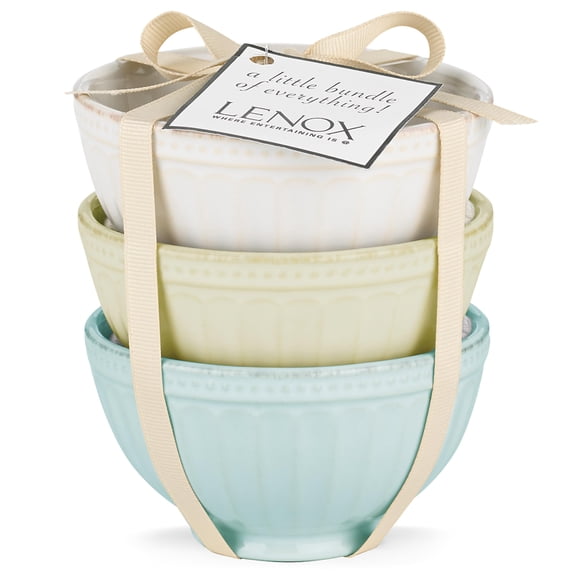 Lenox French Perle Groove Bowls (Set of 3), Mini, Multicolor