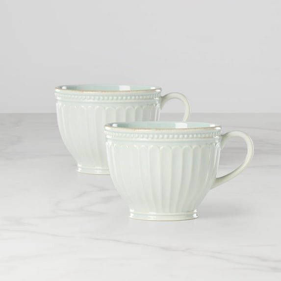 Lenox French Perle Groove Ice Blue Latte Mug, Set Of 2