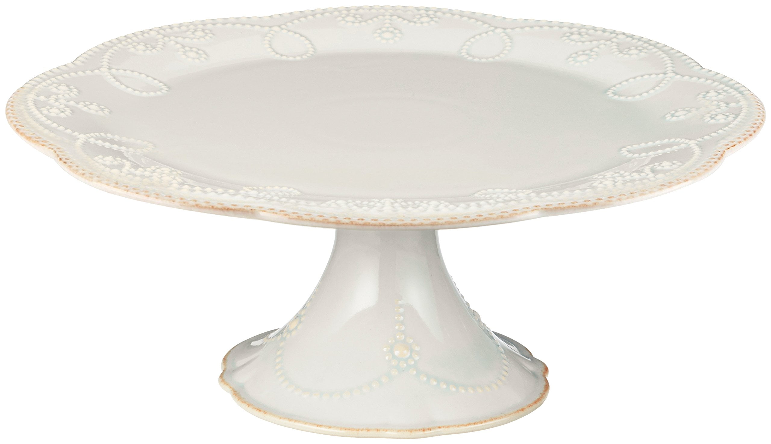 Elegant White Ceramic Pedestal Cake Stand with Floral Motif