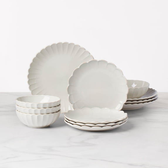 Lenox French Perle Scallop 12-Piece Stoneware Dinnerware Set (Service for 4)