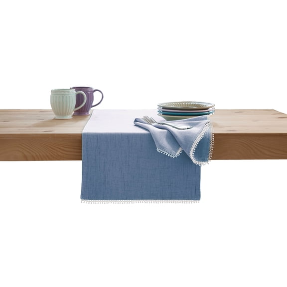 Lenox French Perle Solid Table Runner, Periwinkle, 70"