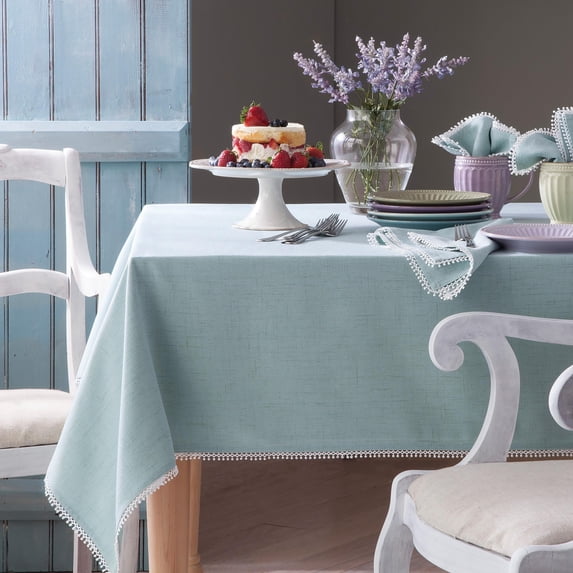 Lenox French Perle Solid Tablecloth, Ice Blue - 52"W x 70"L