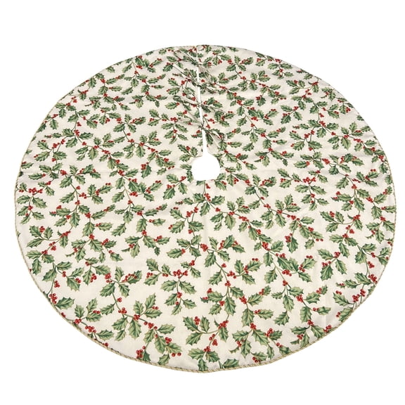 Lenox Golden Holly Tree Skirt, Multicolor, 52"W x 52"L