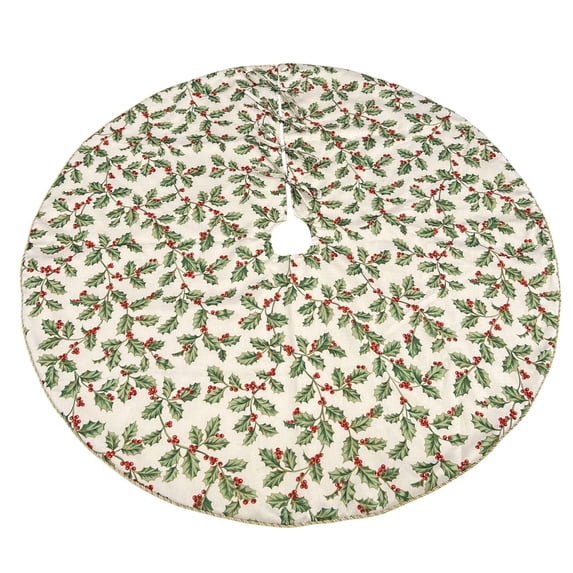 Lenox Golden Holly Tree Skirt, Multicolor, 52"W x 52"L