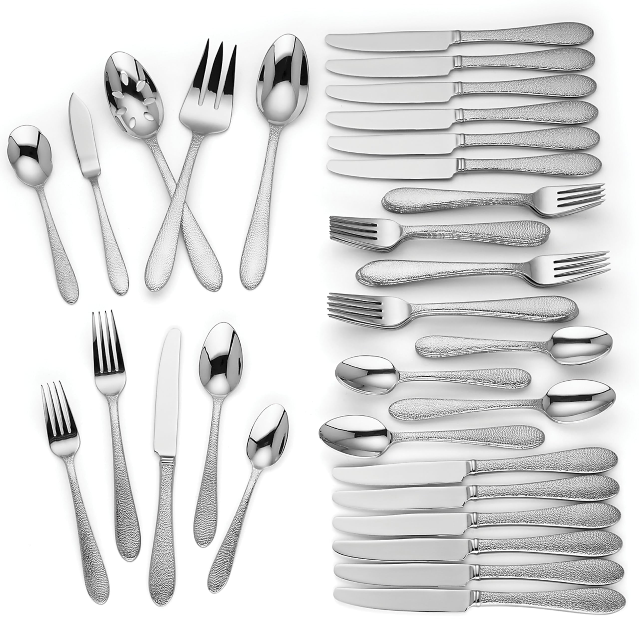Hammered Texture Stainless Steel Dinner Fork Set, Service for 12