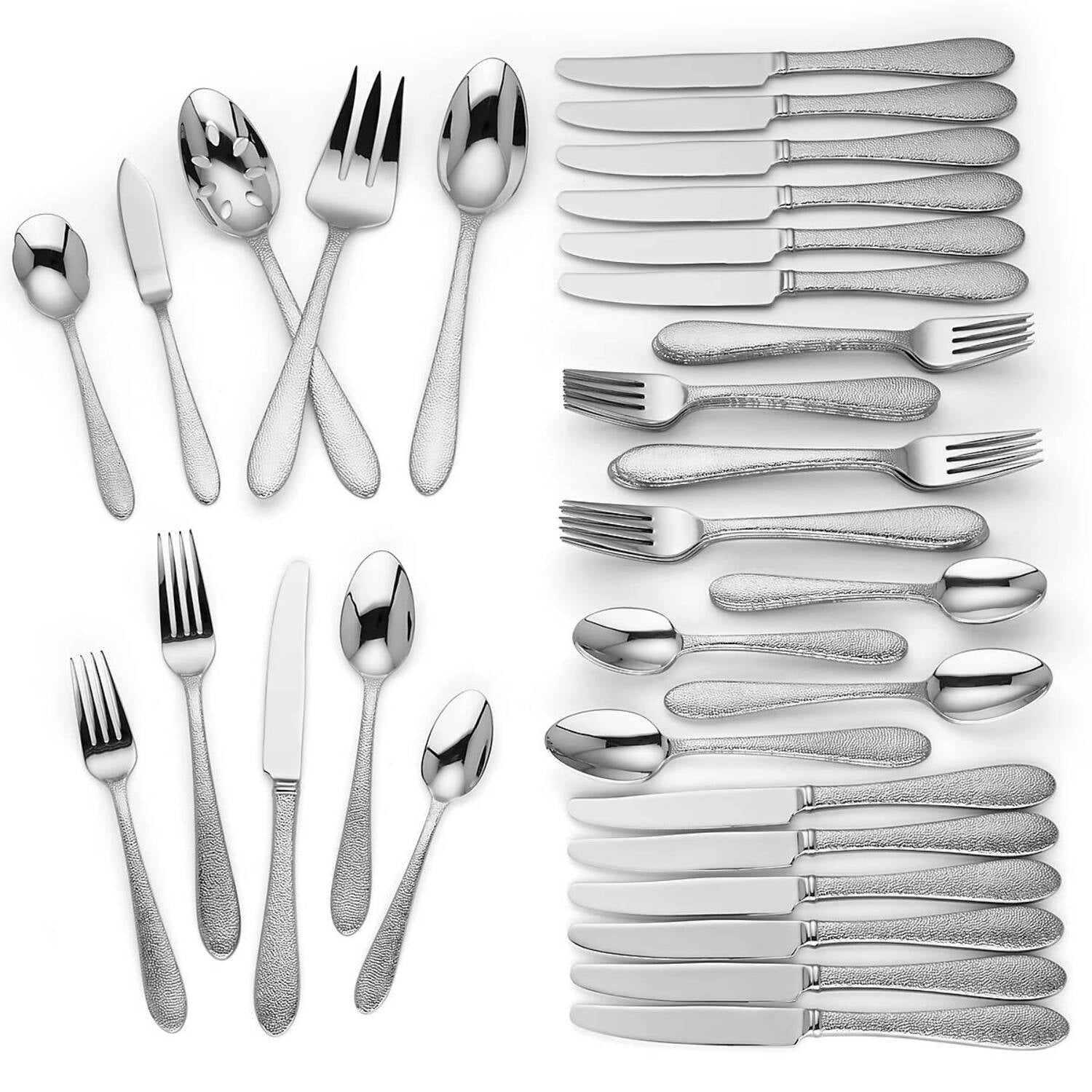Hammered Texture Stainless Steel Dinner Fork Set, Service for 12