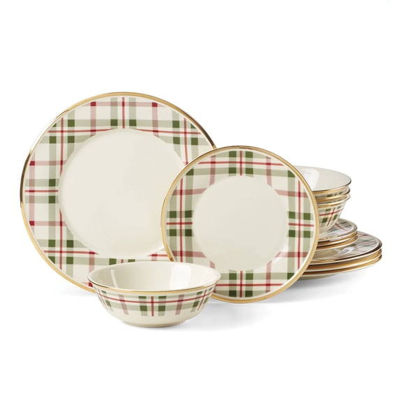 Lenox Holiday 12-Piece Plaid Dinnerware Set (Service for 4)
