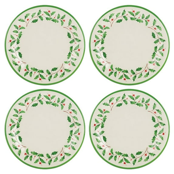 Lenox Holiday 4-piece Melamine Dinner Plate Set, Holly Motif