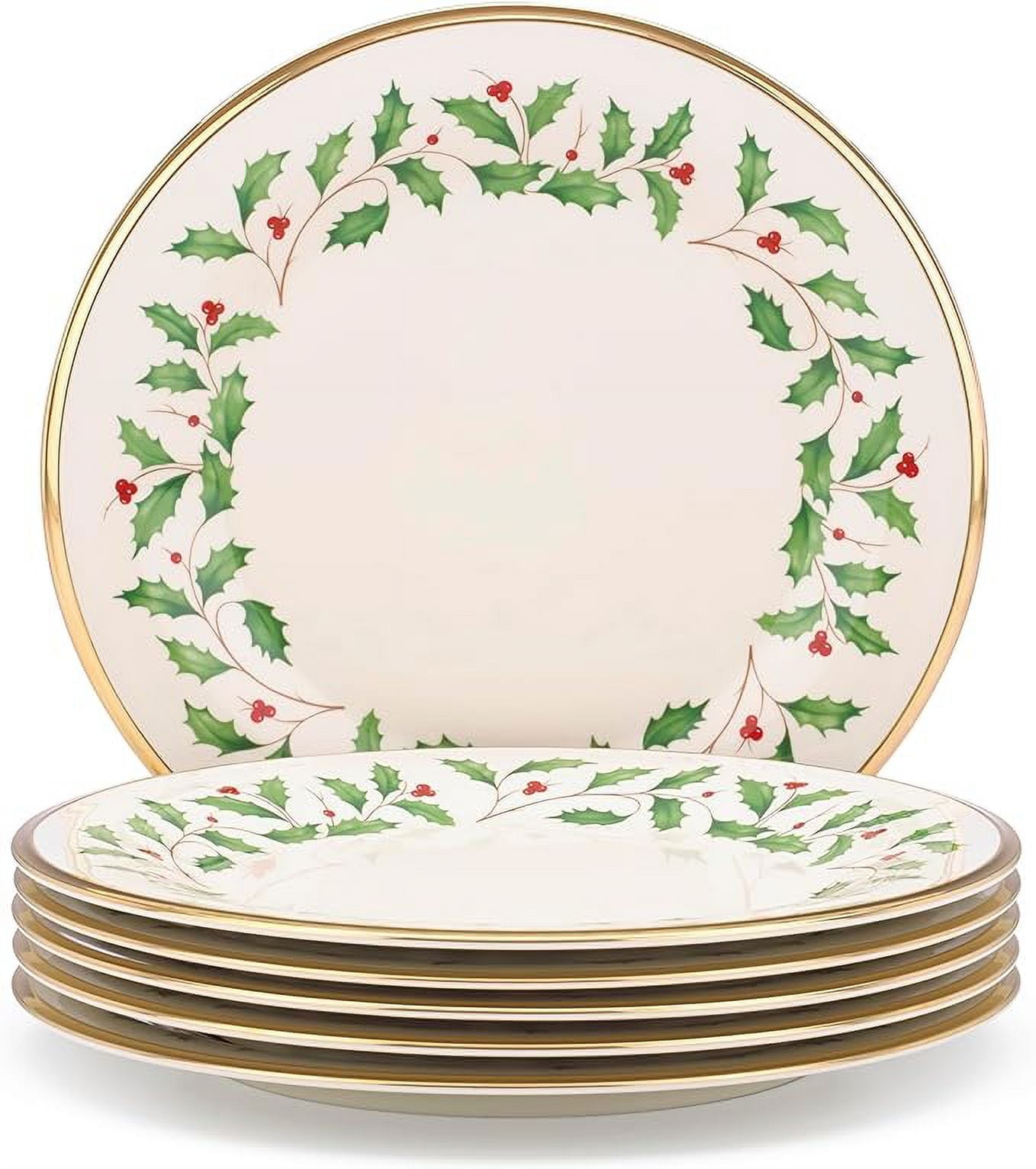 Lenox Holiday 6-Piece Holiday Salad Plate Set, Porcelain