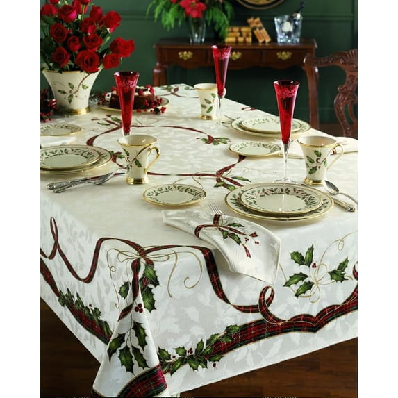 Lenox Holiday Gathering Plaid Tablecloth,