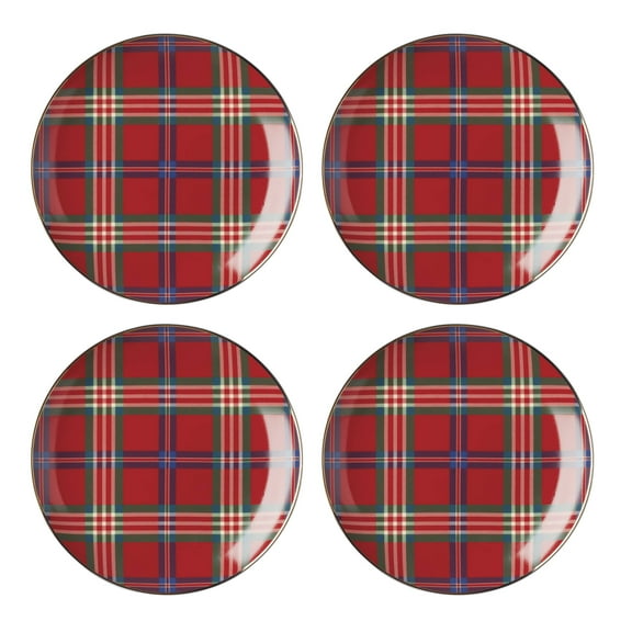 Lenox Holiday Red Tartan Accent Plates, Set of 4