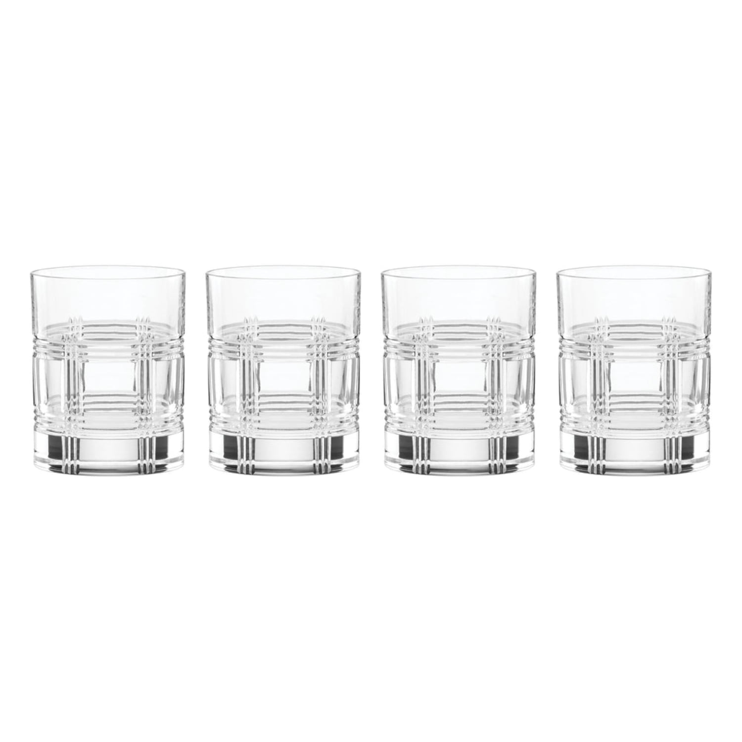 Clear Geometric Crystal Old Fashioned Glass Set of 4