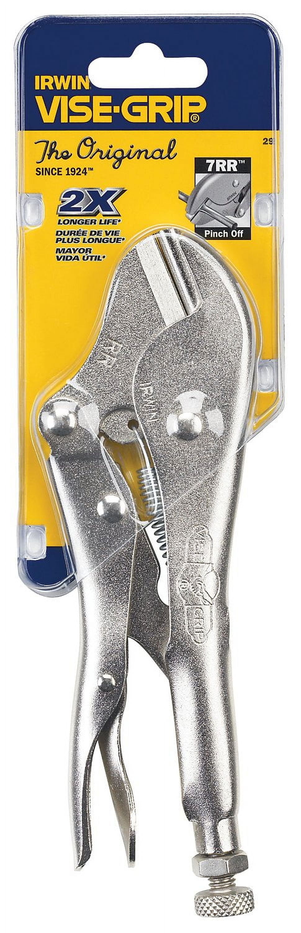 Silver Metallic 7-Inch Bent Nose Locking Pinch-Off Tool