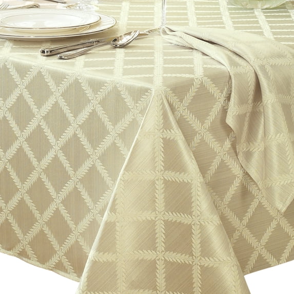 Lenox Laurel Leaf Tablecloth, Ivory - 70"W x 122"L