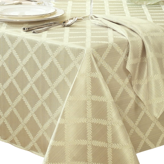 Lenox Laurel Leaf Tablecloth, Ivory - 70"W x 86"L