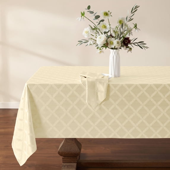 Lenox Laurel Leaf Tablecloth, Ivory - 70"W x 86"L