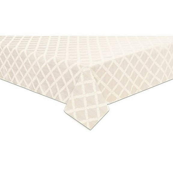 Lenox Laurel Leaf Oval Tablecloth, White, 70x104"