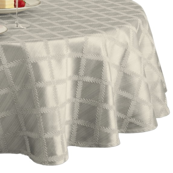 Lenox Laurel Leaf Tablecloth, Platinum - 70"W x 70"L Round