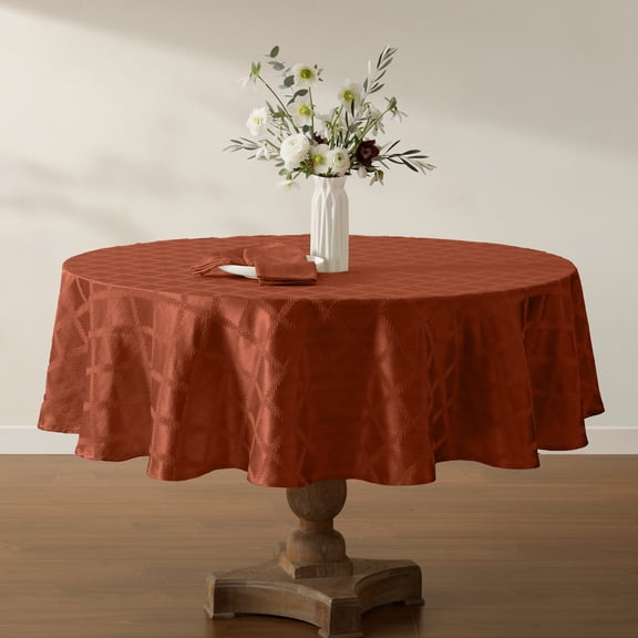 Lenox Laurel Leaf Round Tablecloth, Rust - 70"W x 70"L
