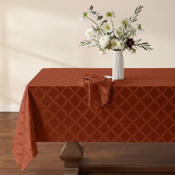 Lenox Laurel Leaf Tablecloth, Rust - 70"W x 104"L