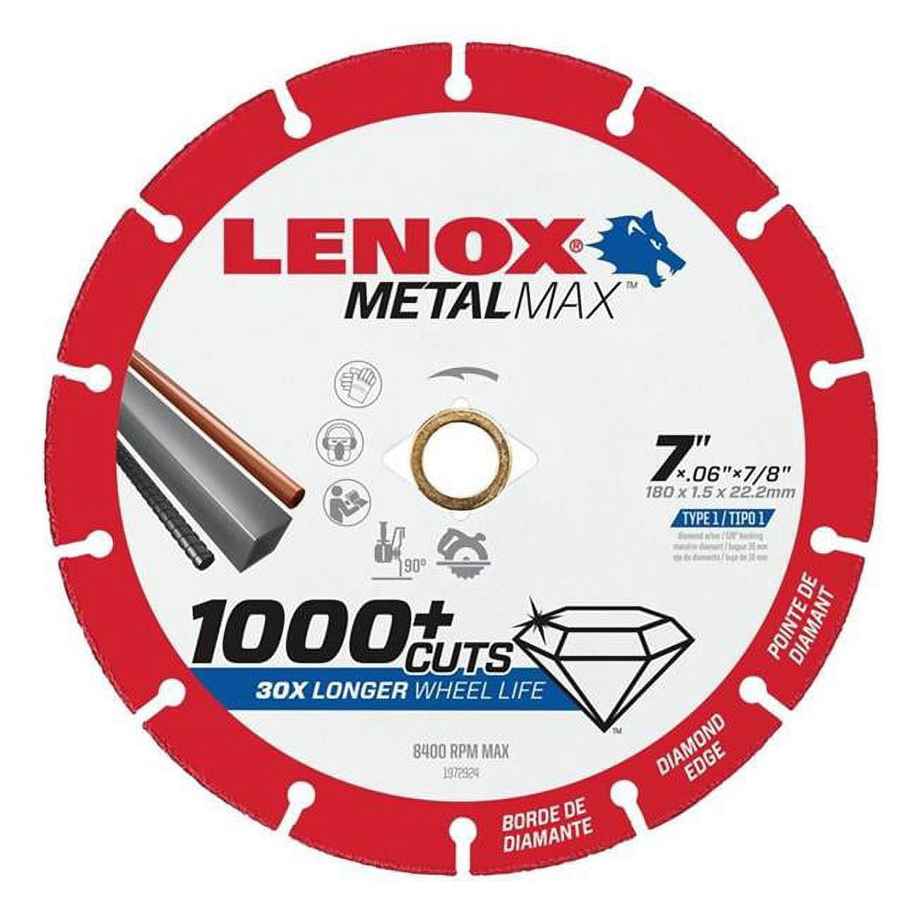 Lenox MetalMax 7 in. Dia. x 7/8 in. Diamond/Metal Metal CutOff Blade 1