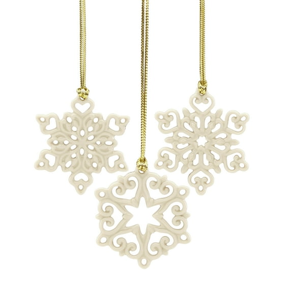 Lenox Mini Snowflake 3-Piece Ornament Set, 0.15 LB, Ivory