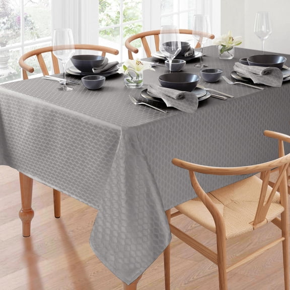 Lenox Olivia Tablecloth, Grey, 60"W x 120"L