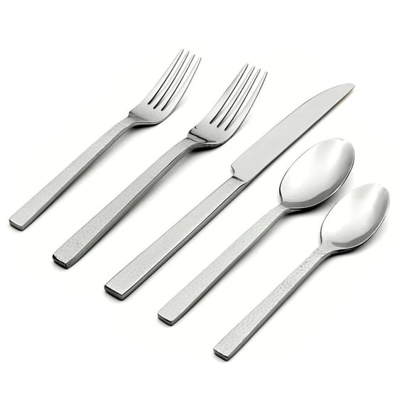 Lenox Oneida Chefs Table Hammered 45-Piece Flatware Set, Stainless Steel