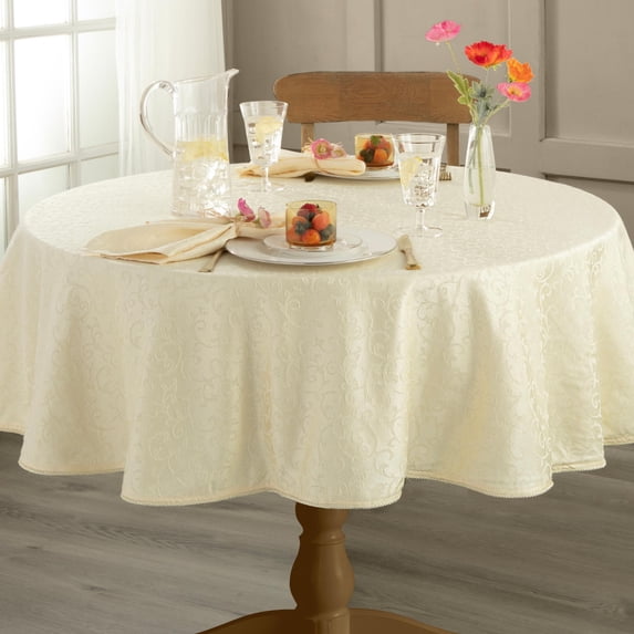 Lenox Opal Innocence Round Tablecloth, Ivory, 90"
