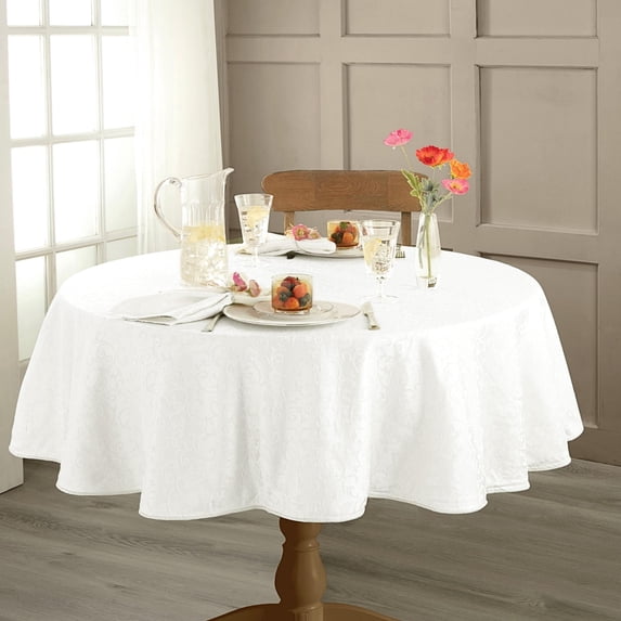 Lenox Opal Innocence Round Tablecloth, White, 90"