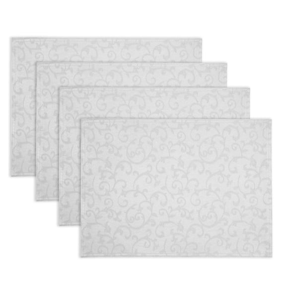 Lenox Opal Innocence Reversible Placemats, Set of 4, Platinum - 13"W x 18"L