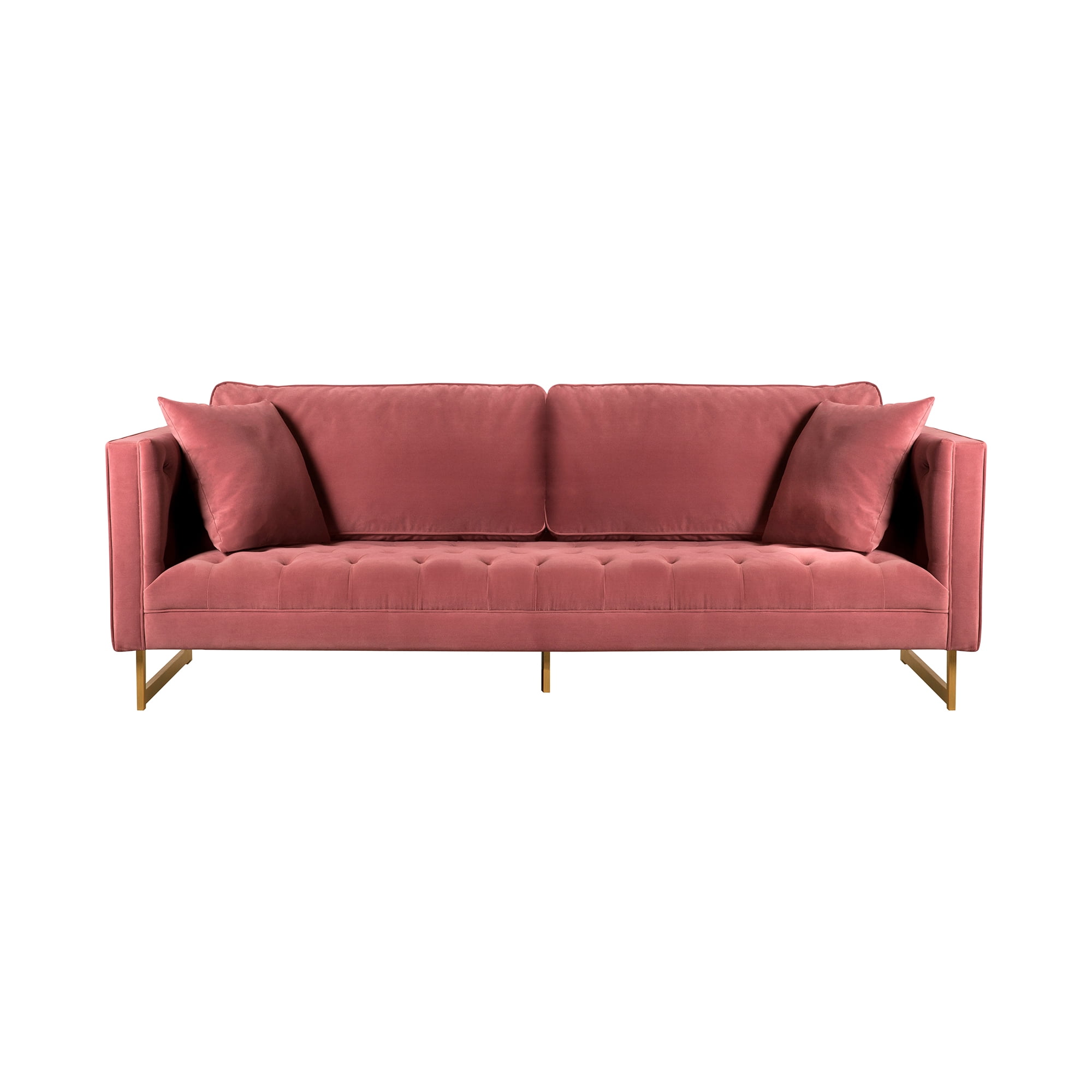 Lenox 90" Pink Velvet Sofa with Brass Legs