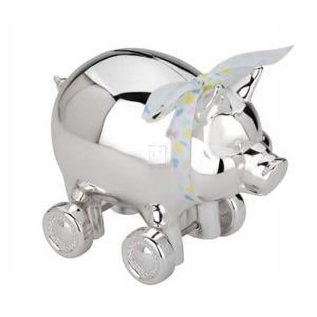 Lenox Reed And Barton Banks Piggy With Wheels Silverplate Bank, Metallic