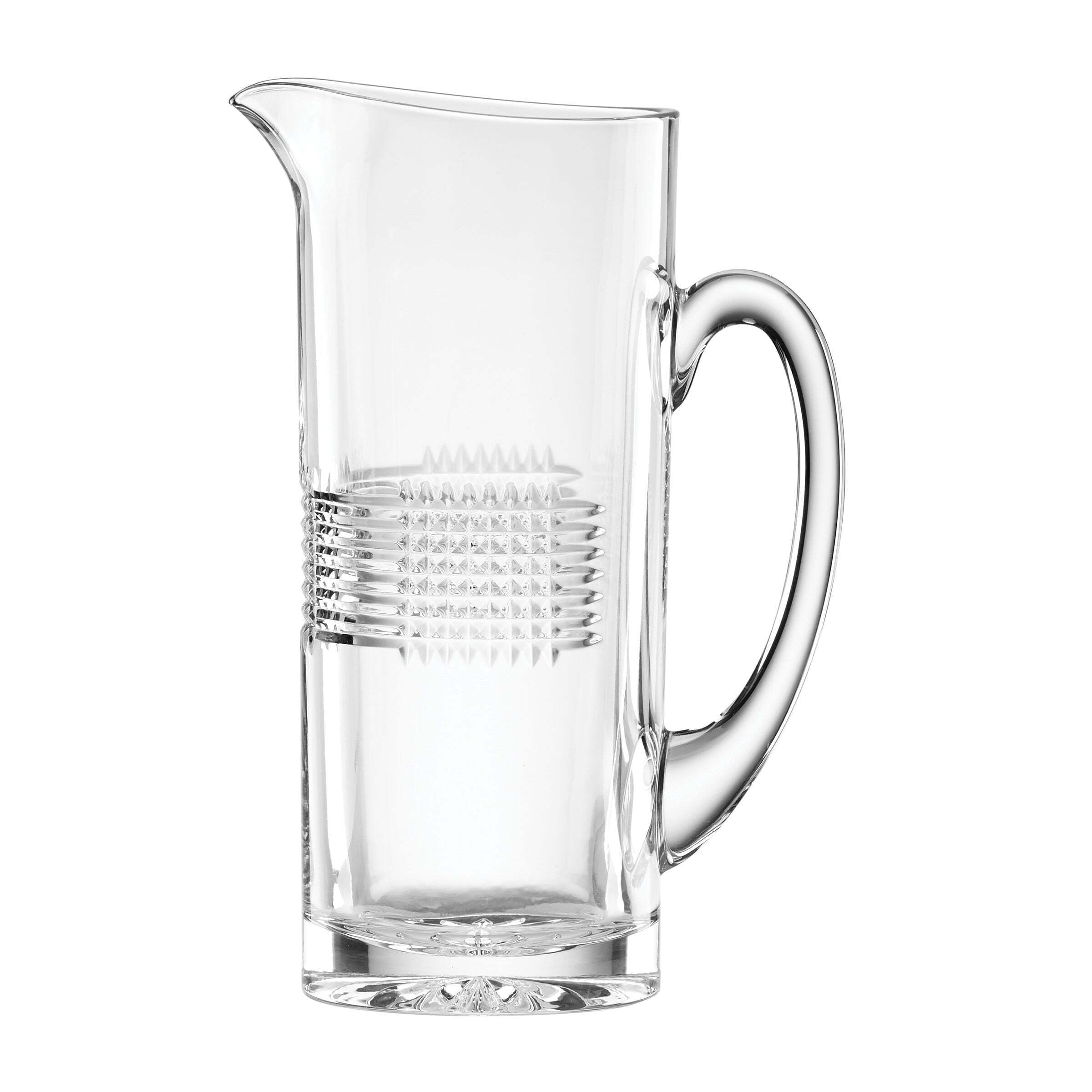 Sloane Clear European Crystal Pitcher with Crosshatched Pattern