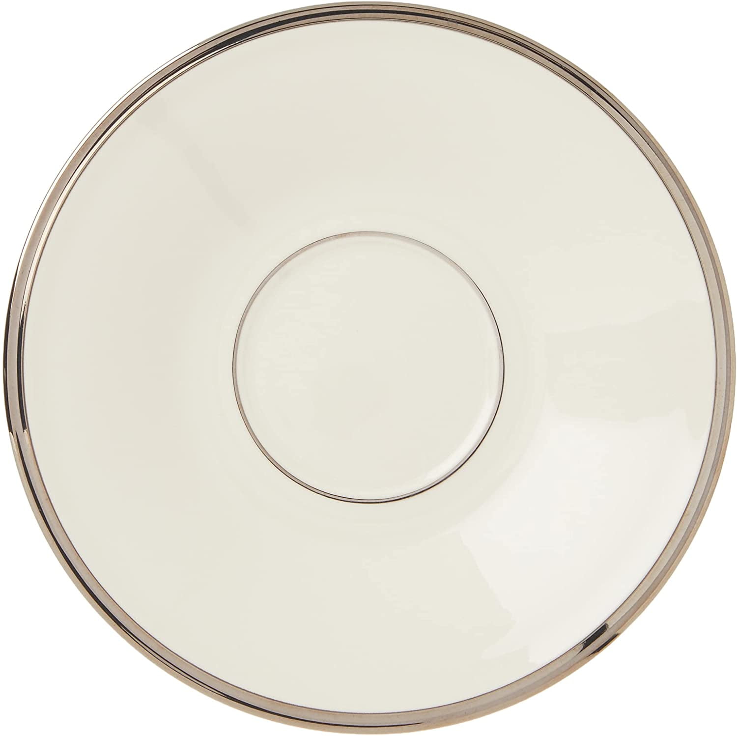 Elegant Ivory Bone China Tea Saucer with Platinum Trim