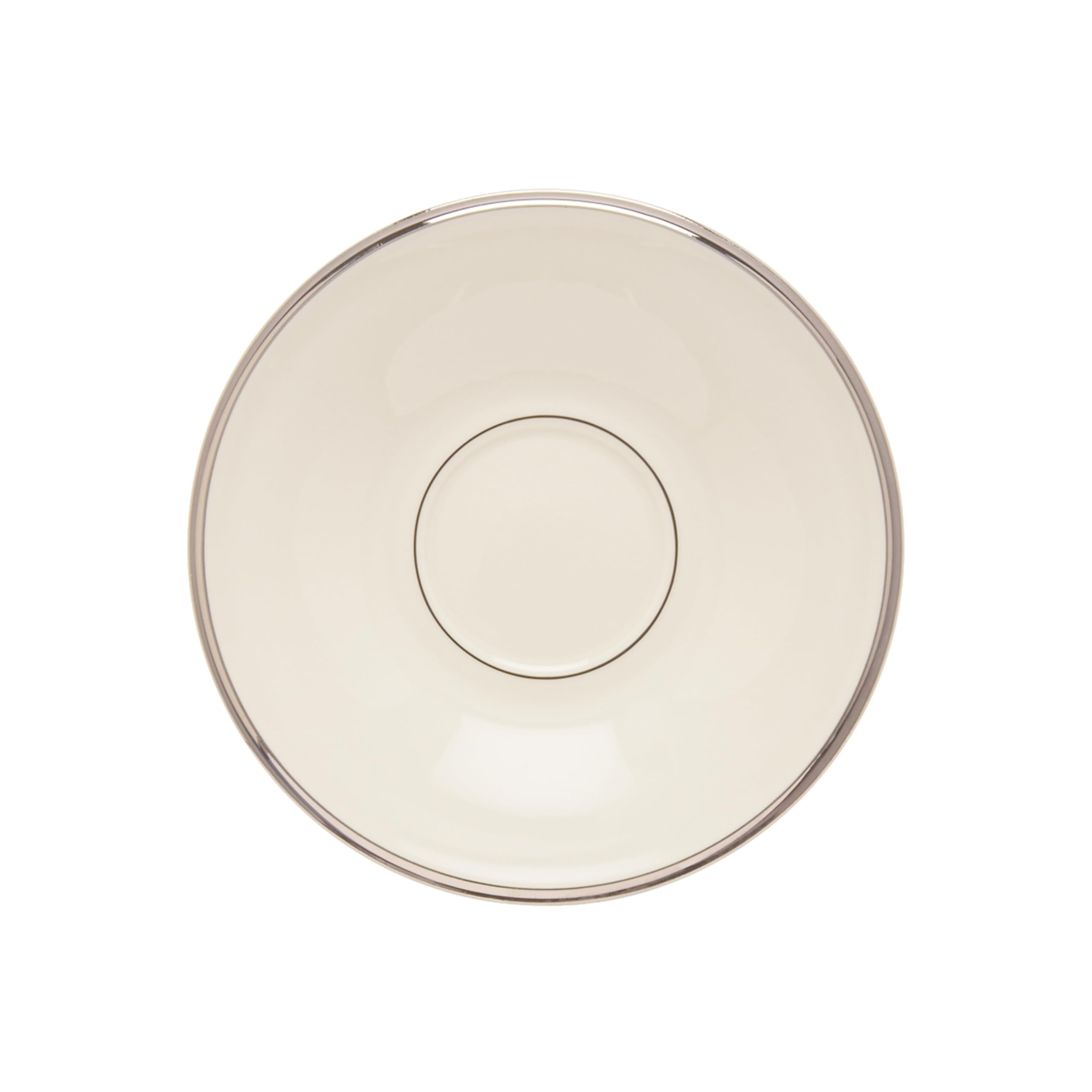 Elegant Ivory Bone China Tea Saucer with Platinum Trim