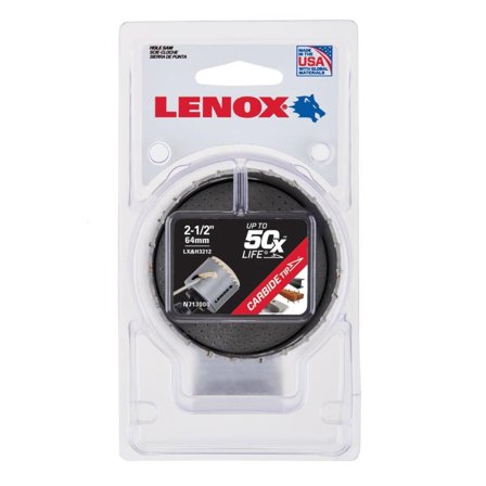 Lenox Speed Slot LXAH3212 Hole Saw, 2-1/2 in Dia, Carbide Cutting Edge